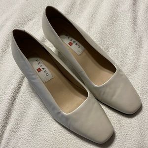 Pesaro shimmer square toe comfort heels. Size 6 1/2